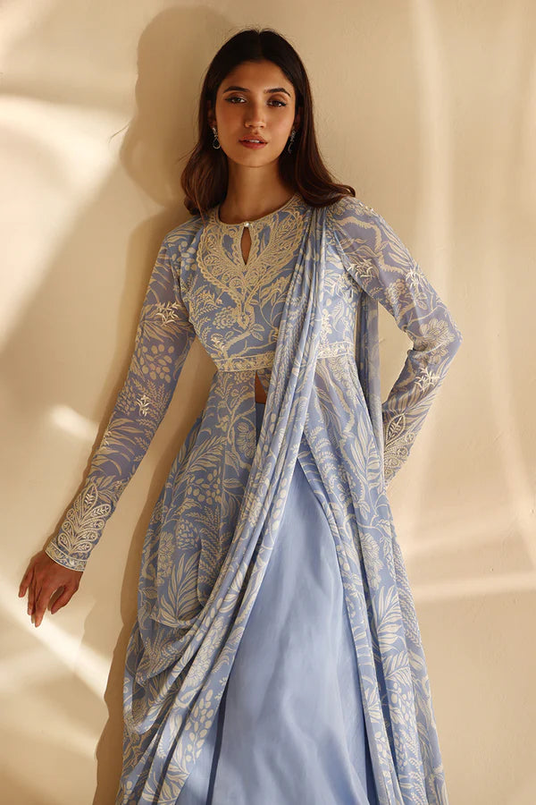 Sania Maskatiya - Yisra - Georgette - Periwinkle - 2 Piece