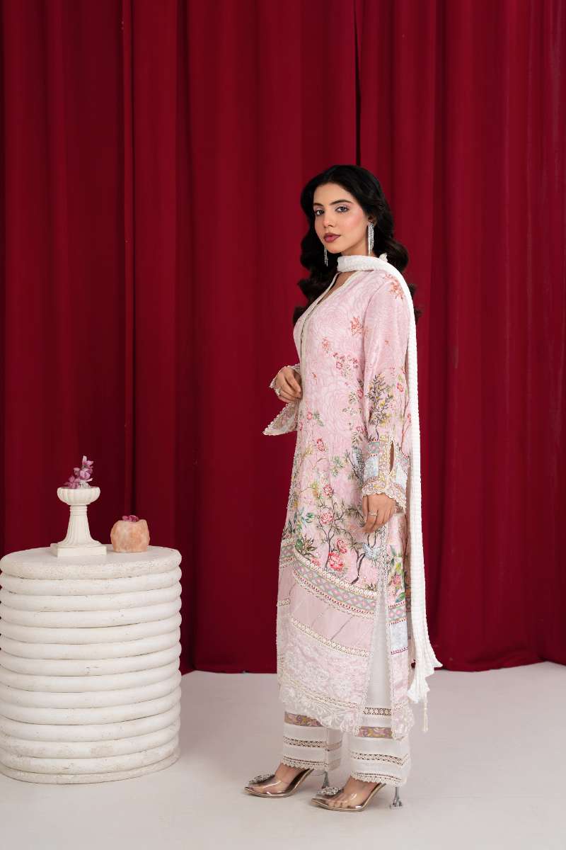 Zaaviay - Cotton Candy Silk Suit For Women - Pink - 3 Piece