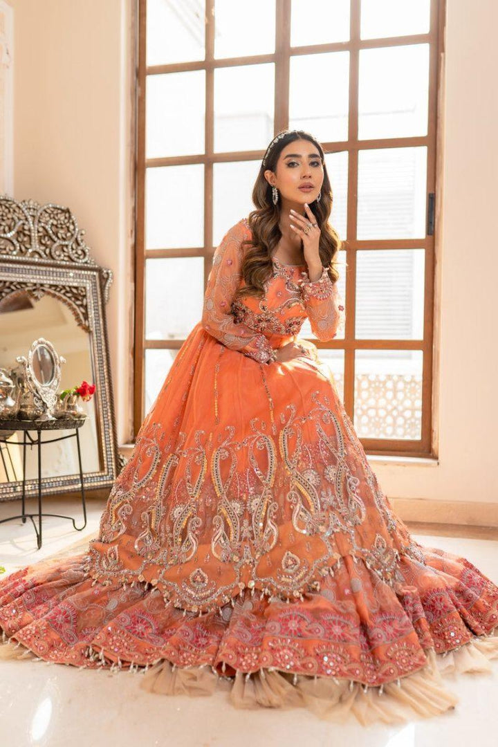 Zahra Ahmad - GLB-05 - Peach - Organza - 3 Piece
