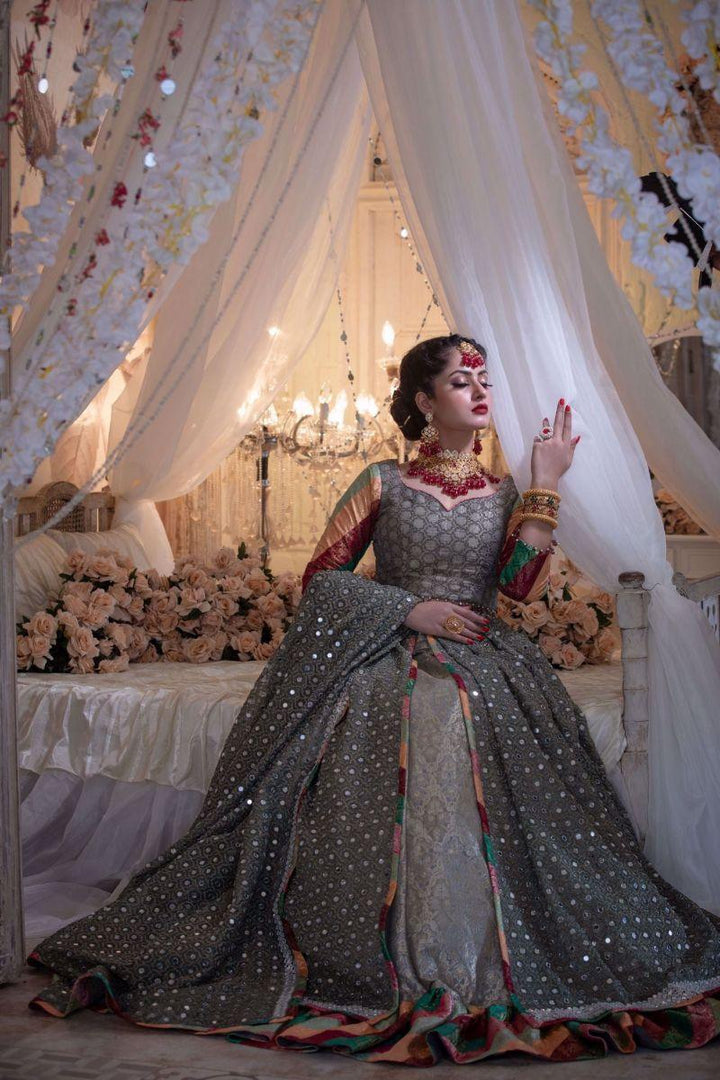 Zahra Ahmad - QH-006 - Grey - Jamawar - 3 Piece