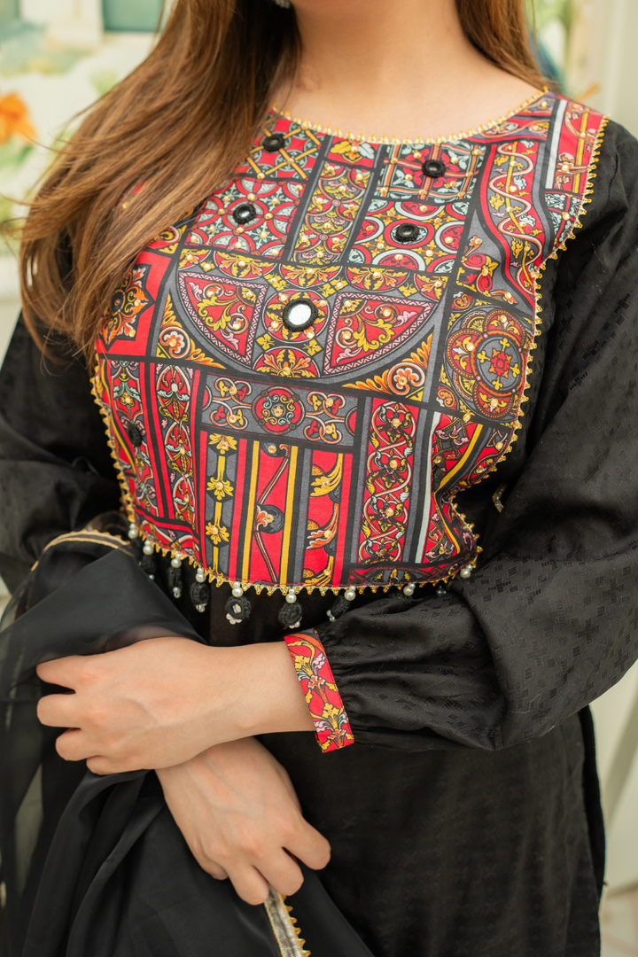Zahra Ahmad - ST-174 - Black - Lawn - 3 Piece