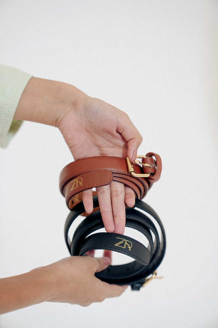 Zahraas Chic Leather ladies Belt Dark Brown - Studio by TCS