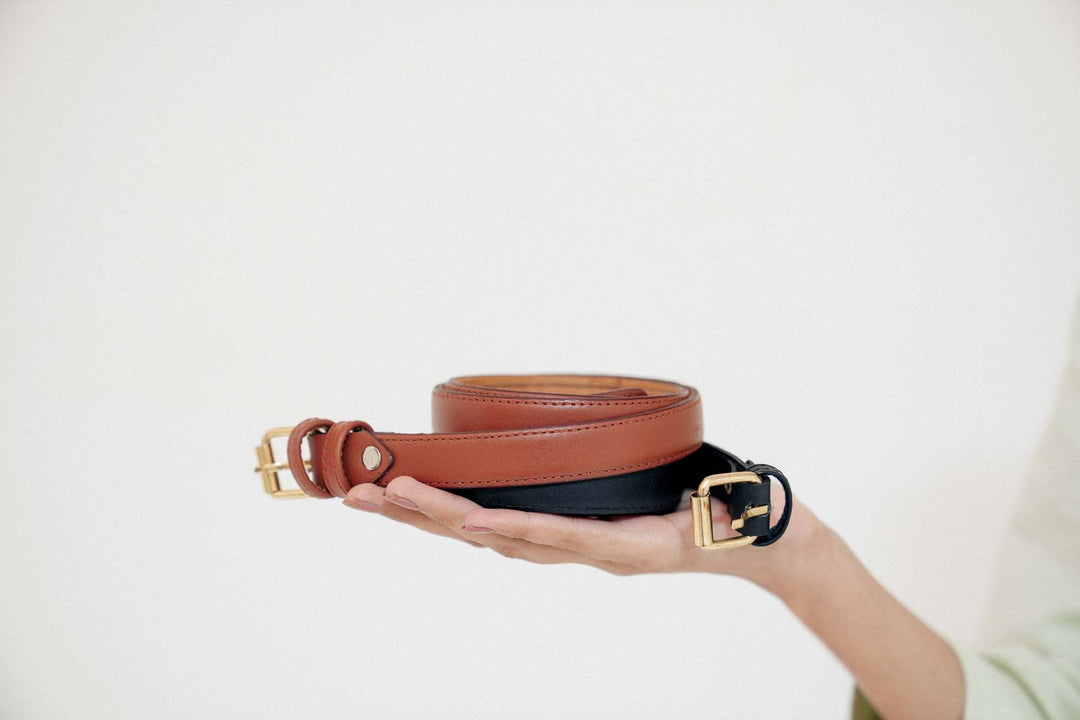 Zahraas Chic Leather ladies Belt Dark Brown - Studio by TCS