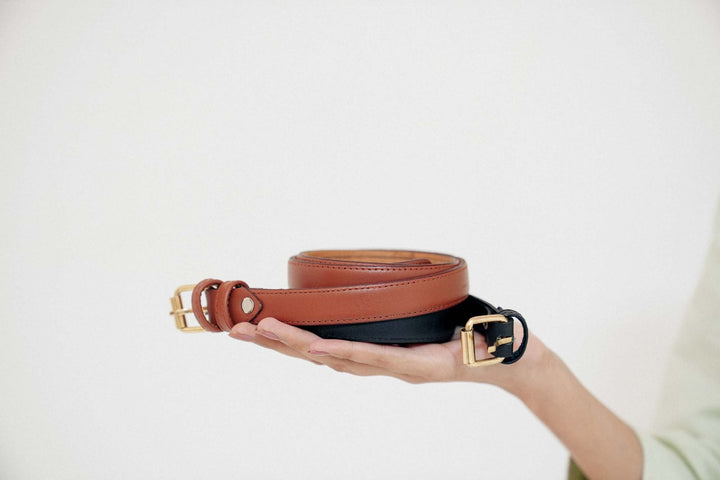 Zahraas Chic Leather ladies Belt Dark Brown - Studio by TCS