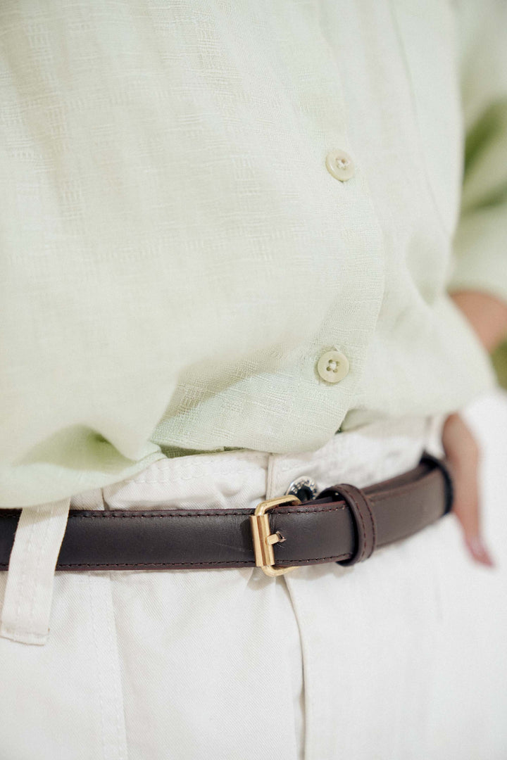Zahraas Chic Leather ladies Belt Dark Brown - Studio by TCS