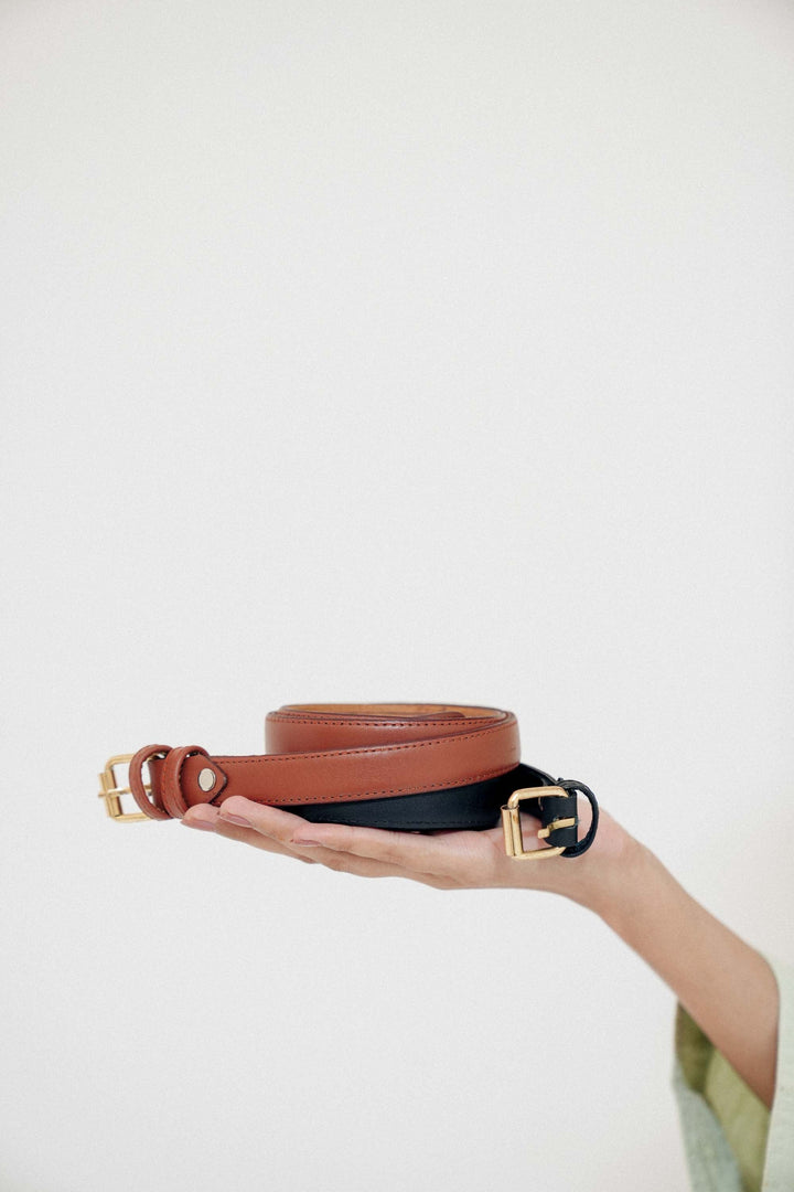 Zahraas Chic Leather ladies Belt Dark Brown - Studio by TCS