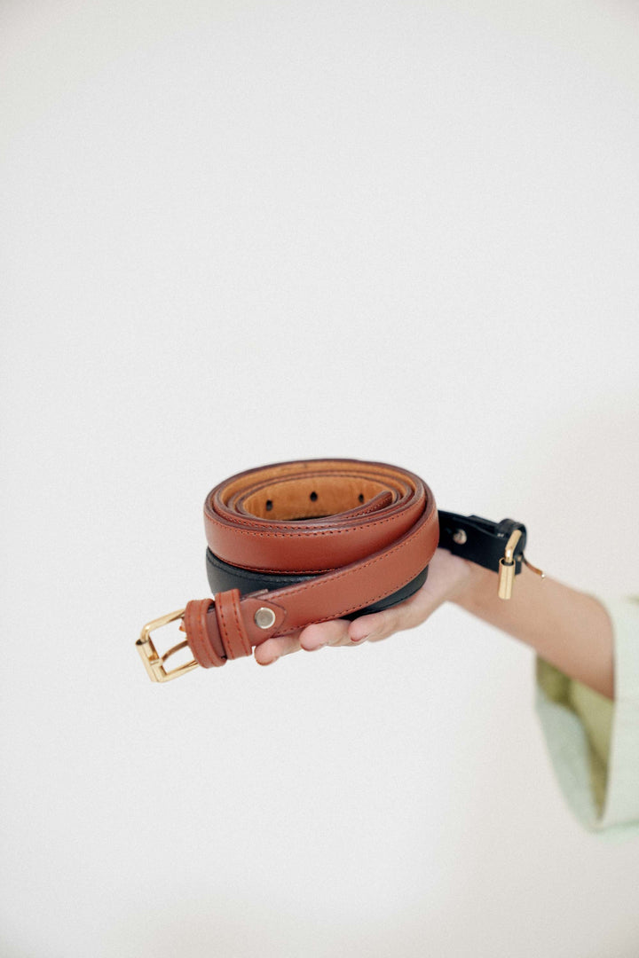 Zahraas Chic Leather ladies Belt Dark Brown - Studio by TCS