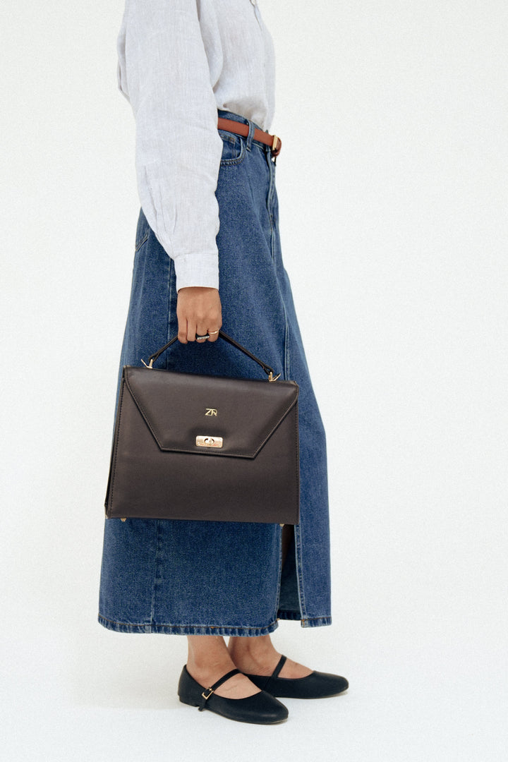 Zahraas Classic Leather Handbag Black - Studio by TCS