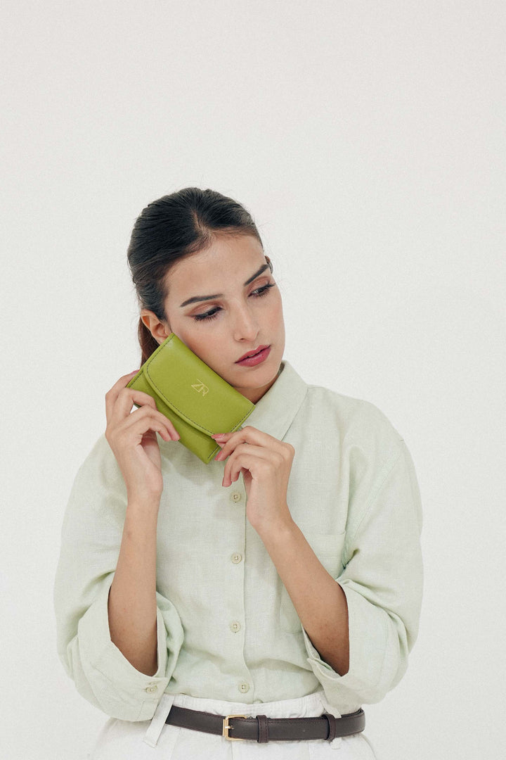 Zahraas Compact Leather Wallet Green