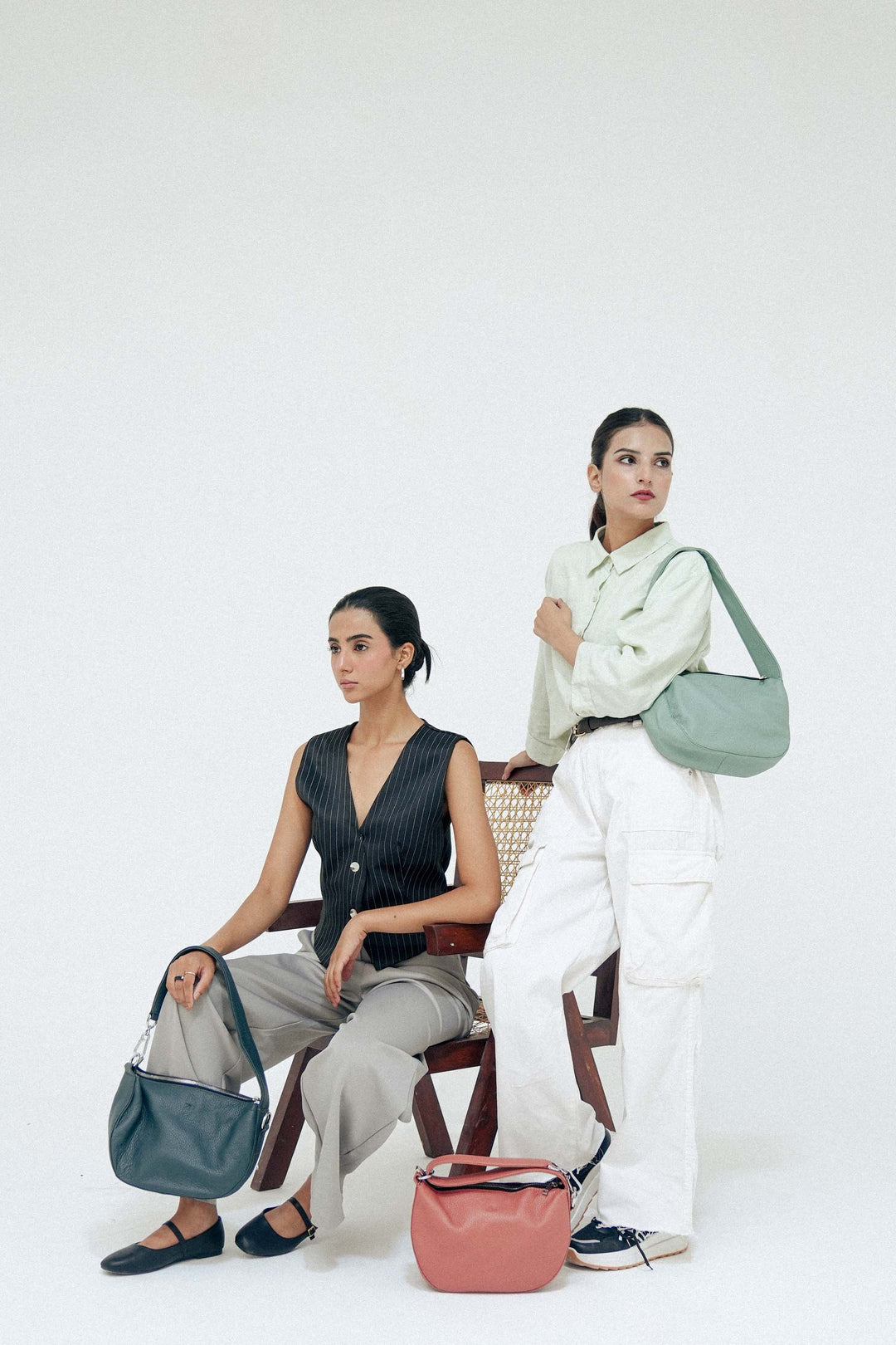 Zahraas Leather Hobo Shoulder Bag Green