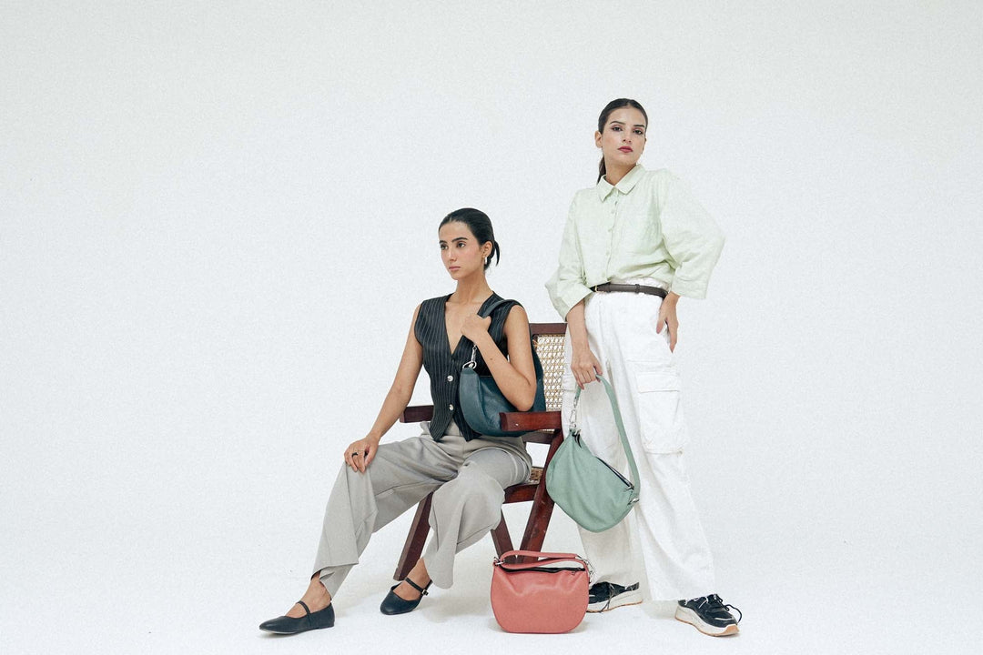 Zahraas Leather Hobo Shoulder Bag Green