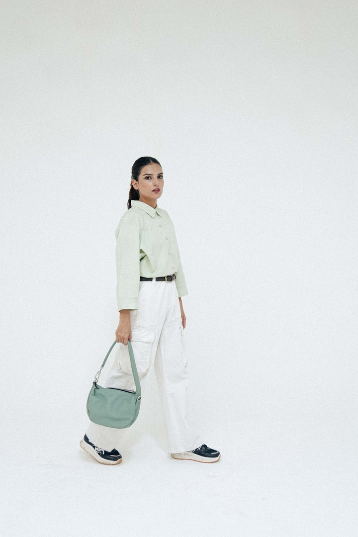 Zahraas Leather Hobo Shoulder Bag Green