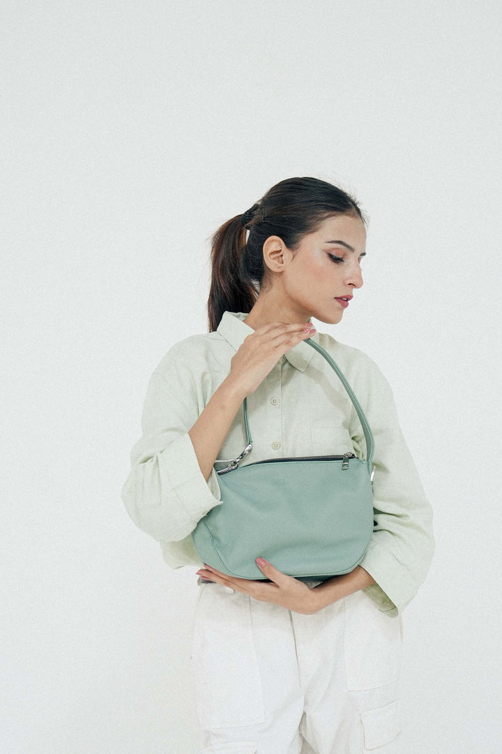 Zahraas Leather Hobo Shoulder Bag Green - Studio by TCS