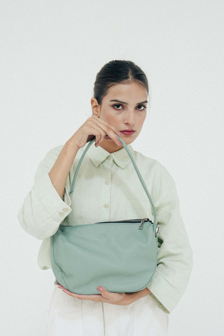 Zahraas Leather Hobo Shoulder Bag Green - Studio by TCS