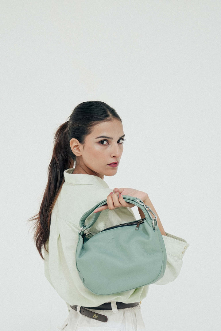 Zahraas Leather Hobo Shoulder Bag Green - Studio by TCS
