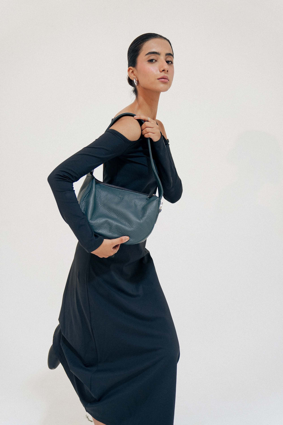 Zahraas Leather Hobo Shoulder Bag dark Teal - Studio by TCS