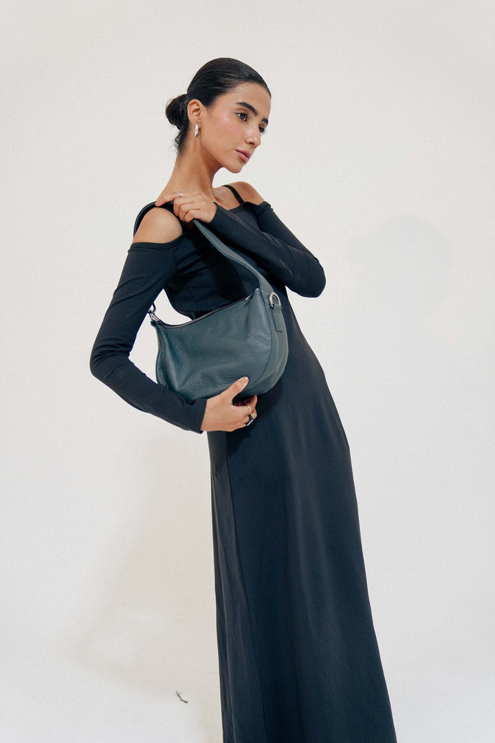 Zahraas Leather Hobo Shoulder Bag dark Teal - Studio by TCS