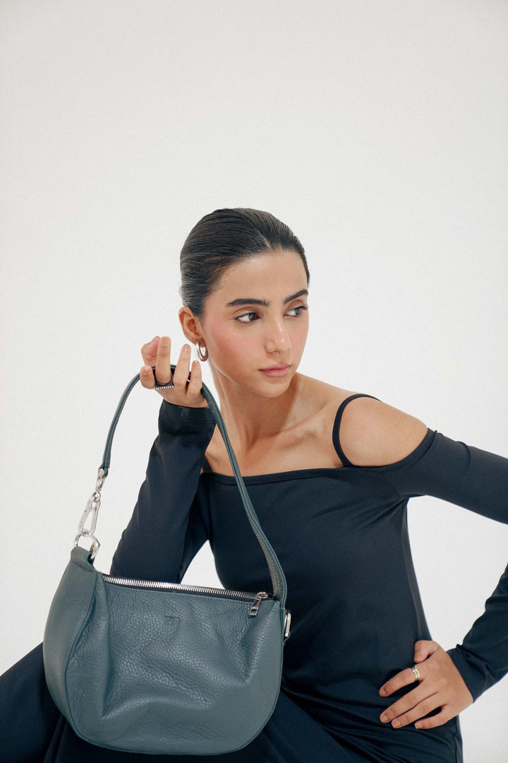Zahraas Leather Hobo Shoulder Bag dark Teal - Studio by TCS