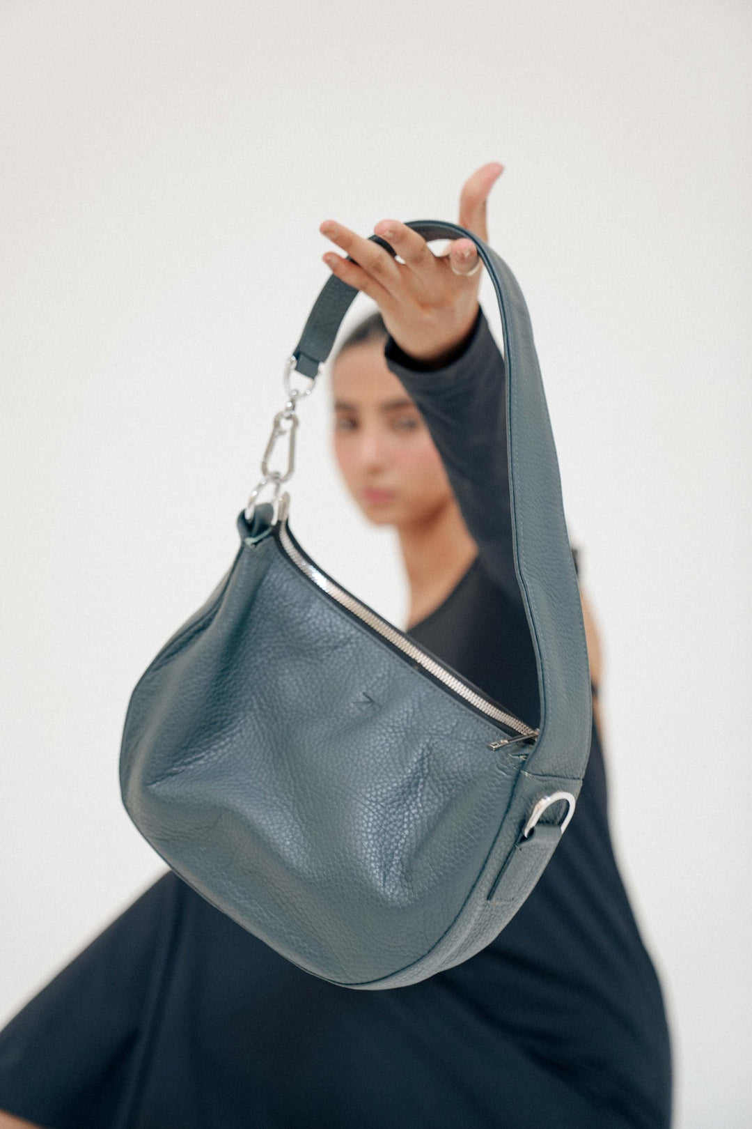 Zahraas Leather Hobo Shoulder Bag dark Teal - Studio by TCS