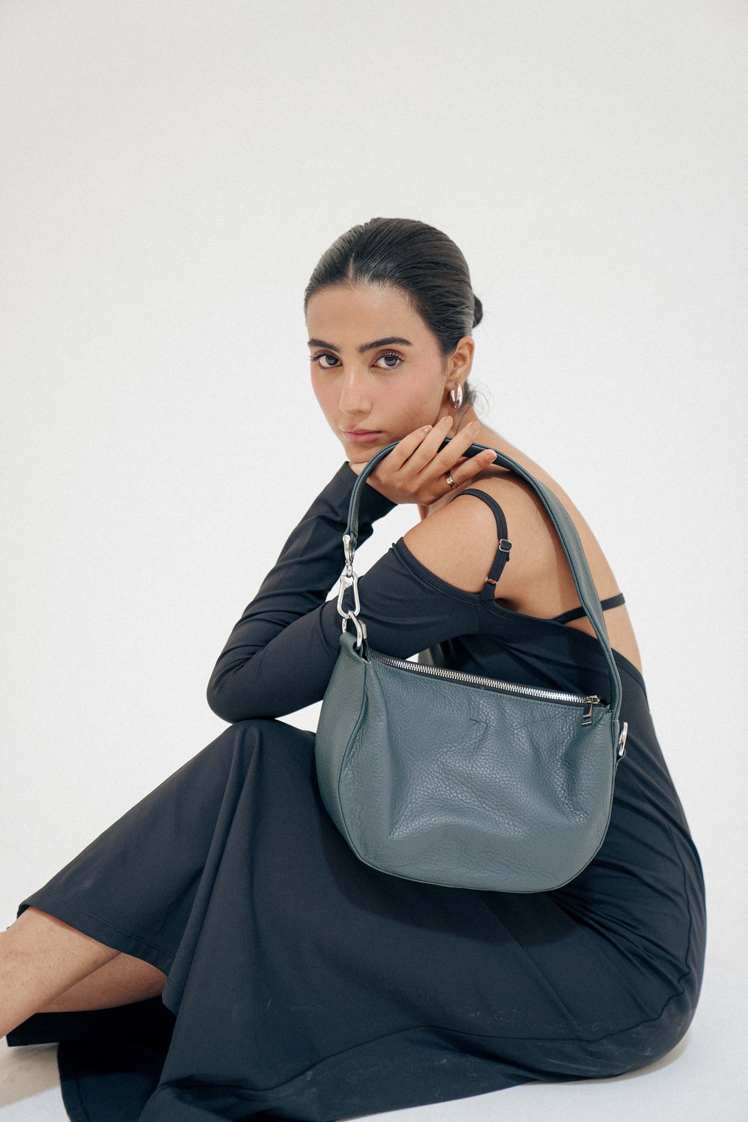 Zahraas Leather Hobo Shoulder Bag dark Teal - Studio by TCS