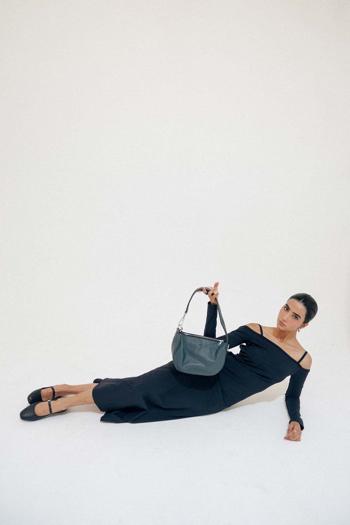 Zahraas Leather Hobo Shoulder Bag dark Teal - Studio by TCS