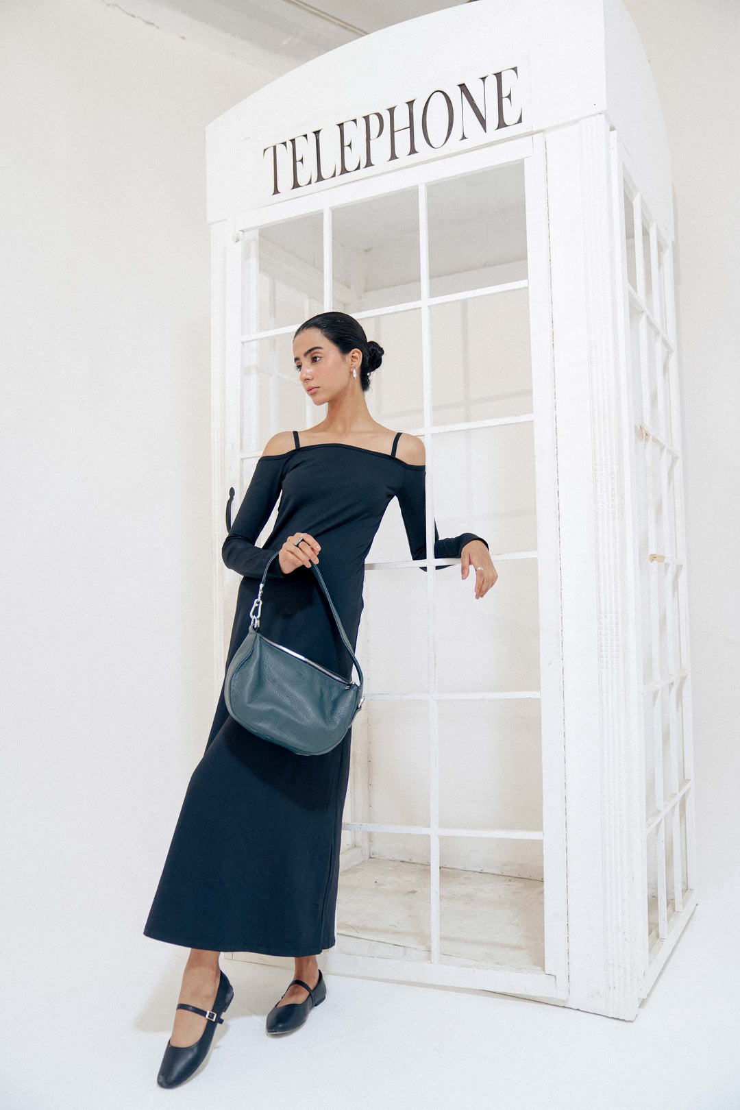 Zahraas Leather Hobo Shoulder Bag dark Teal - Studio by TCS