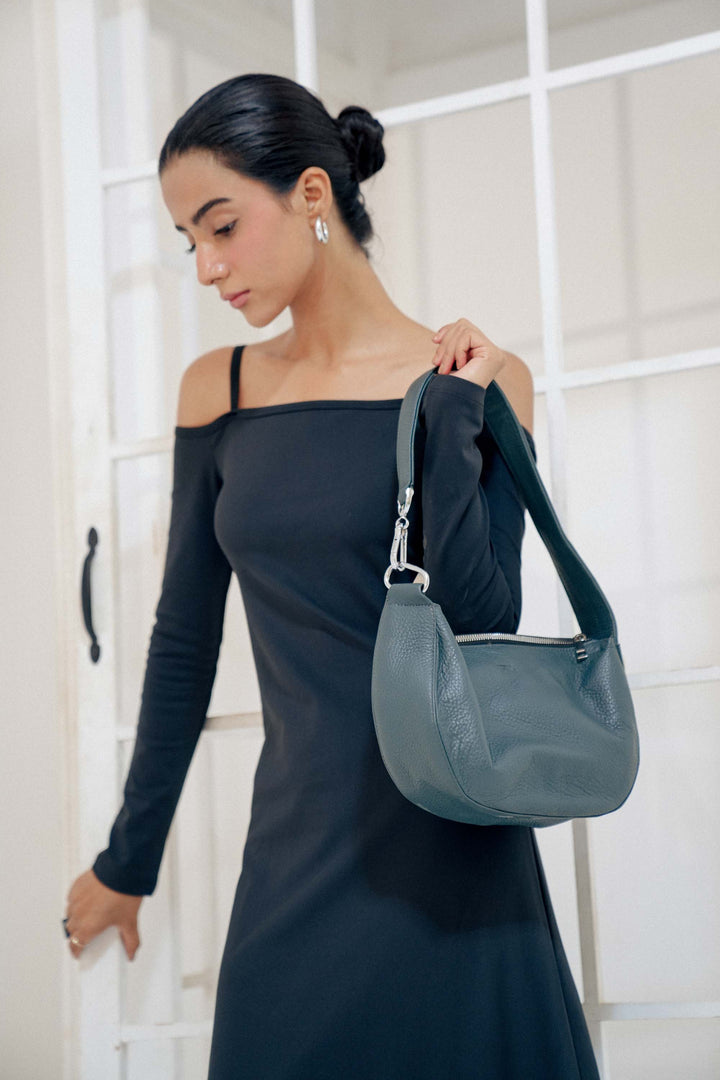 Zahraas Leather Hobo Shoulder Bag dark Teal - Studio by TCS