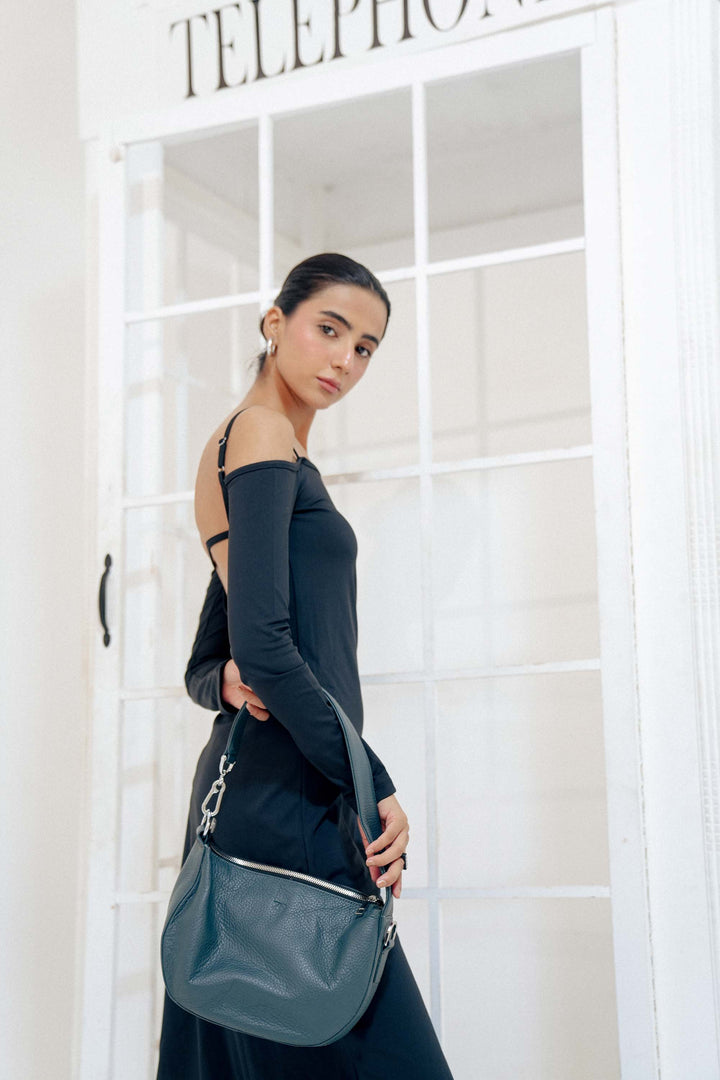 Zahraas Leather Hobo Shoulder Bag dark Teal - Studio by TCS