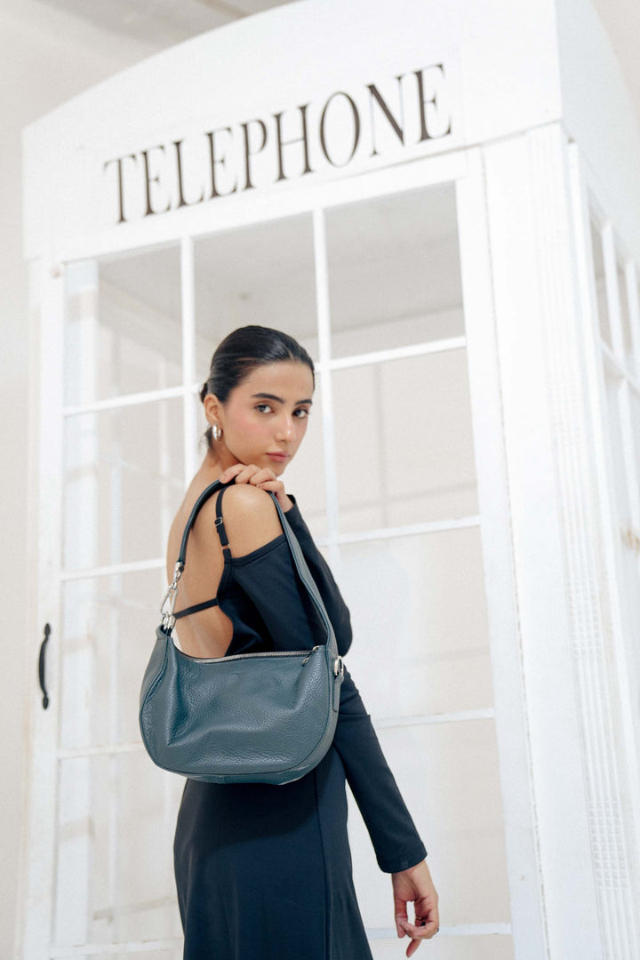 Zahraas Leather Hobo Shoulder Bag dark Teal - Studio by TCS