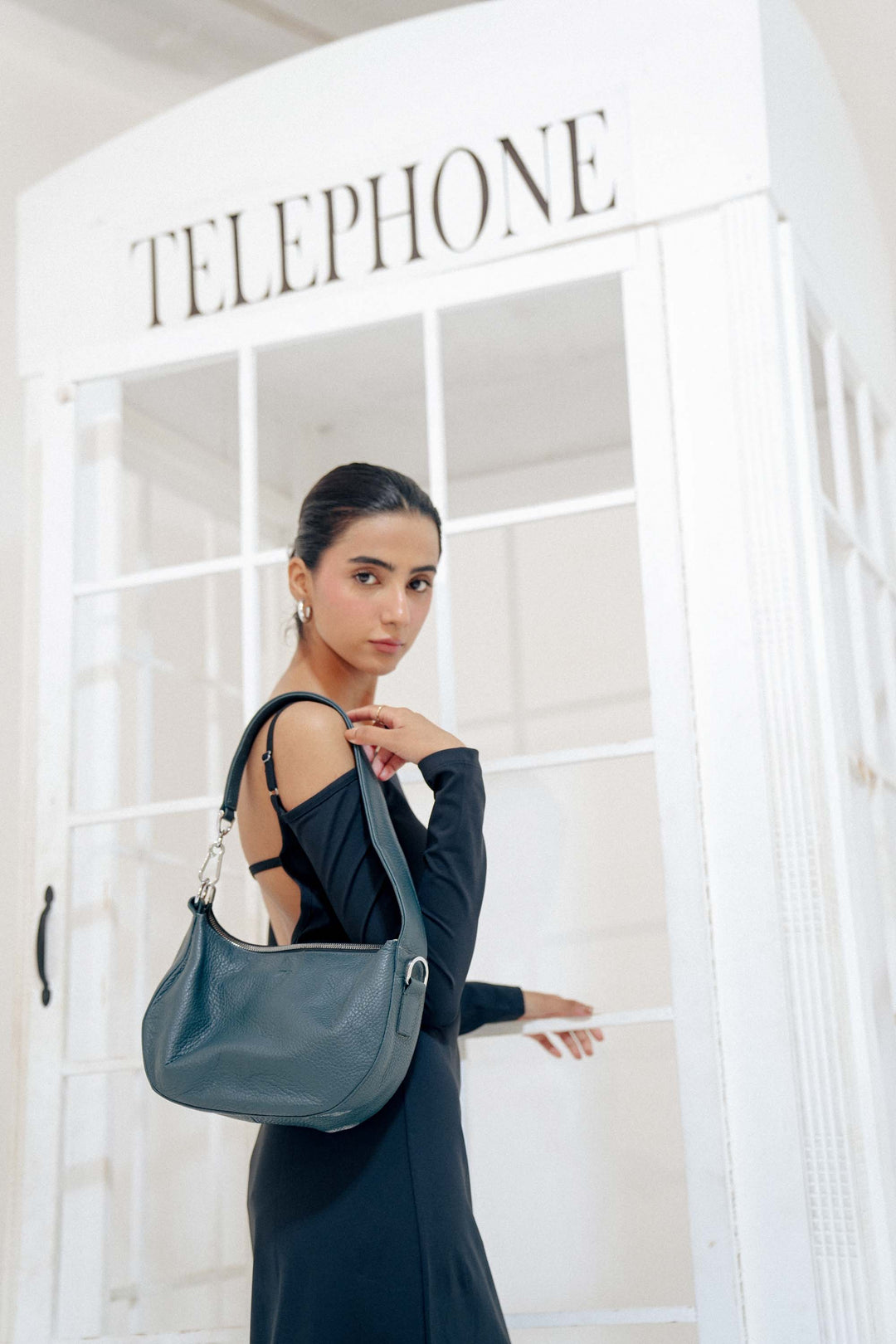 Zahraas Leather Hobo Shoulder Bag dark Teal - Studio by TCS