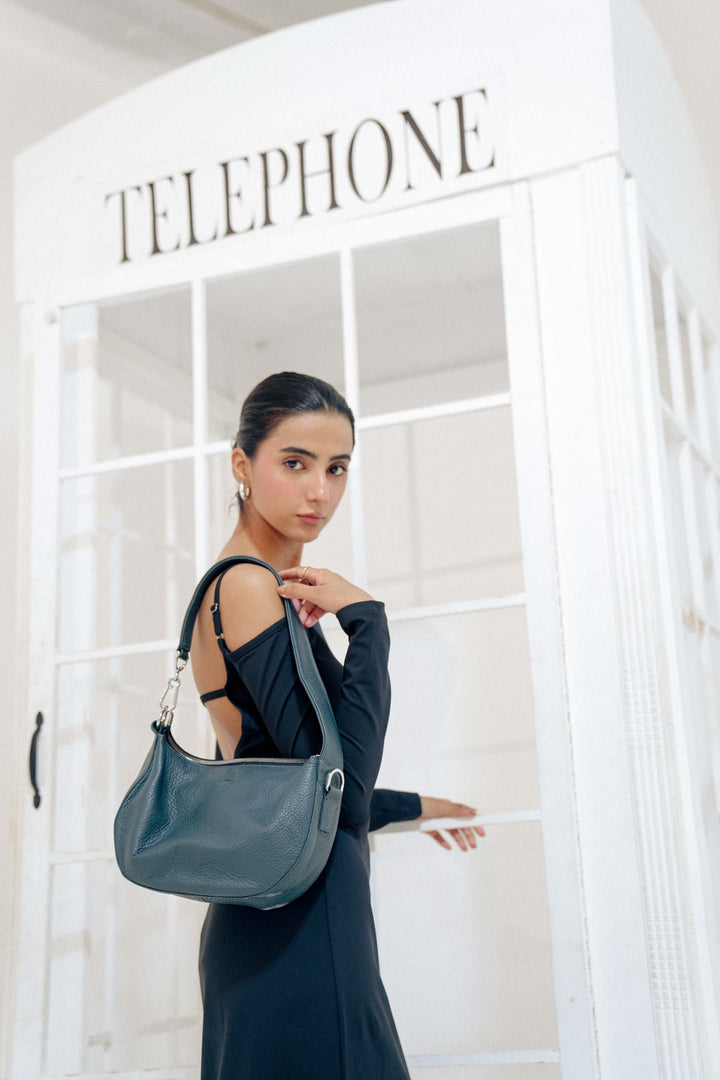 Zahraas Leather Hobo Shoulder Bag dark Teal - Studio by TCS