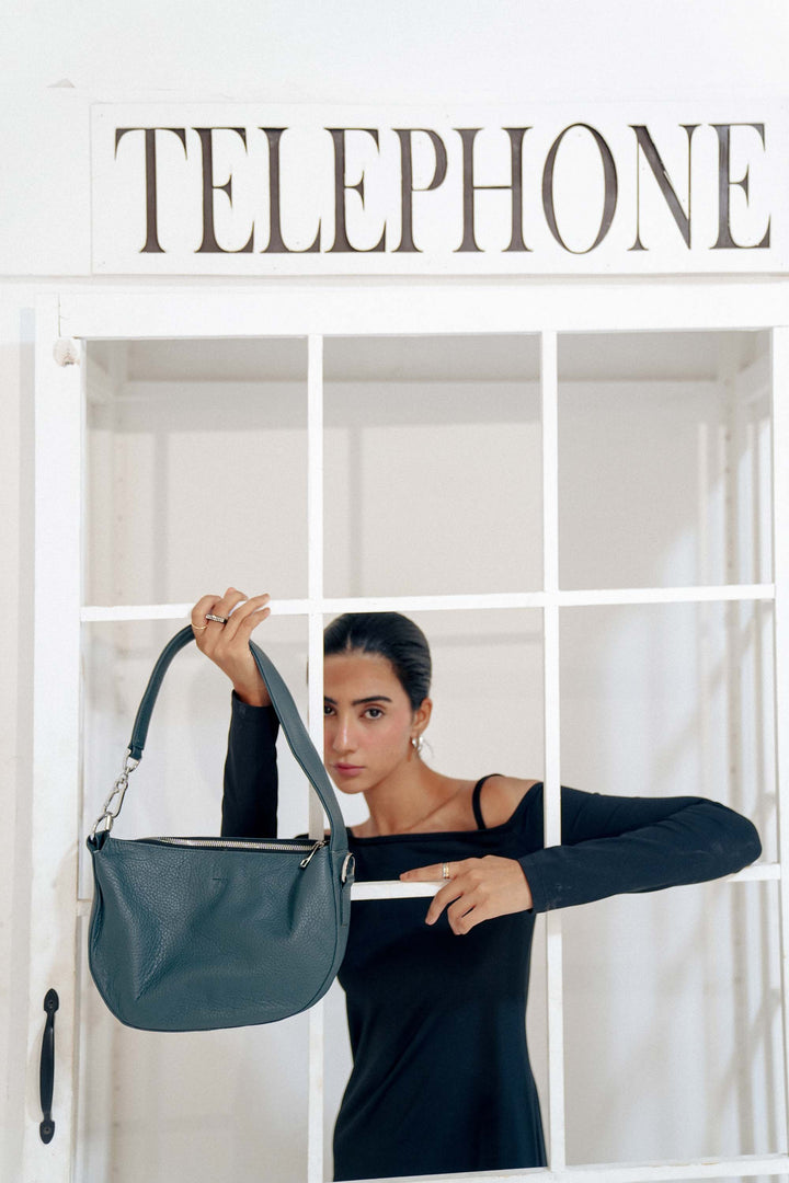 Zahraas Leather Hobo Shoulder Bag dark Teal - Studio by TCS