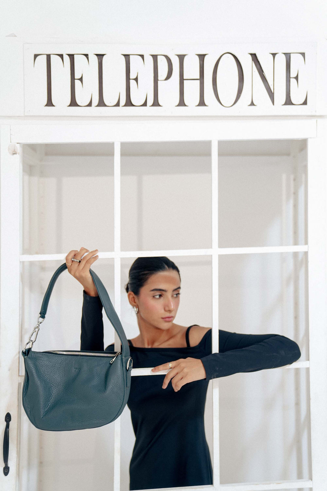 Zahraas Leather Hobo Shoulder Bag dark Teal - Studio by TCS