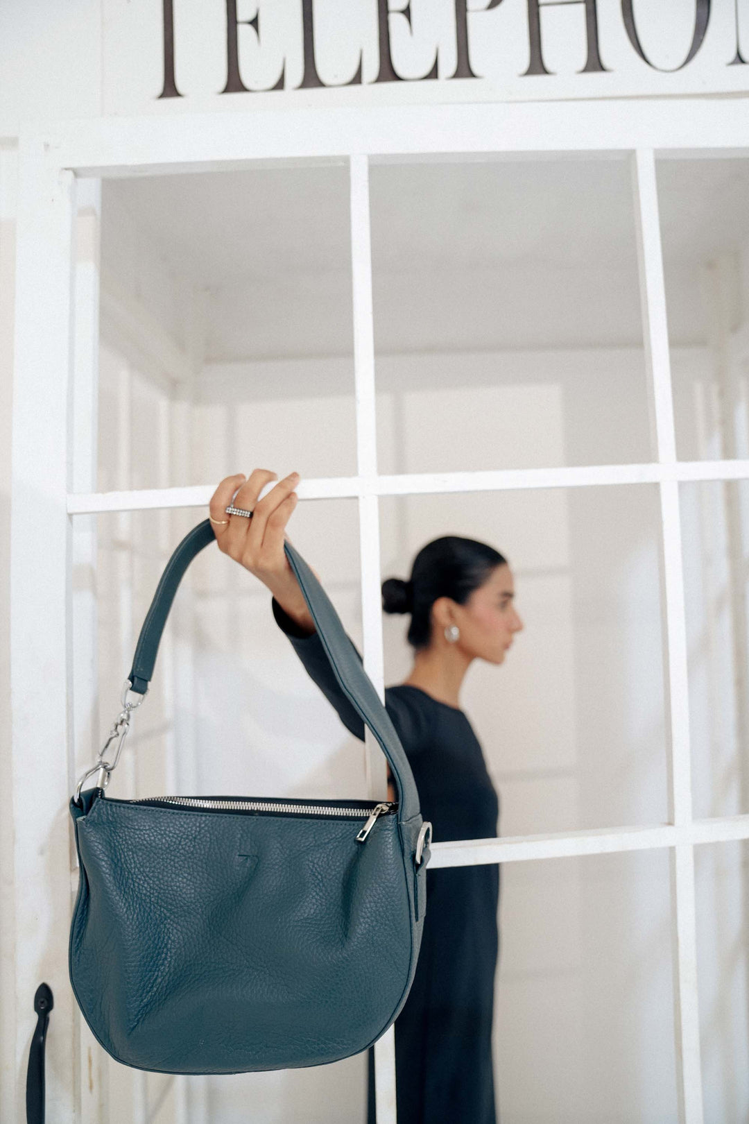 Zahraas Leather Hobo Shoulder Bag dark Teal - Studio by TCS