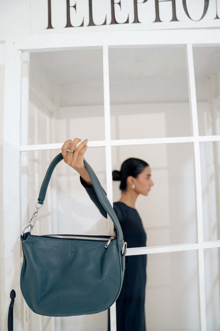 Zahraas Leather Hobo Shoulder Bag dark Teal - Studio by TCS