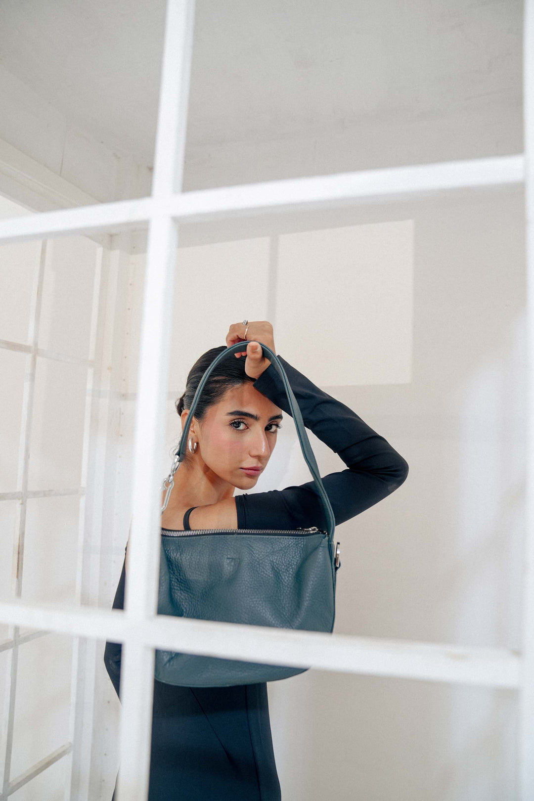 Zahraas Leather Hobo Shoulder Bag dark Teal - Studio by TCS