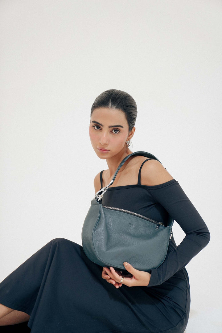 Zahraas Leather Hobo Shoulder Bag dark Teal - Studio by TCS