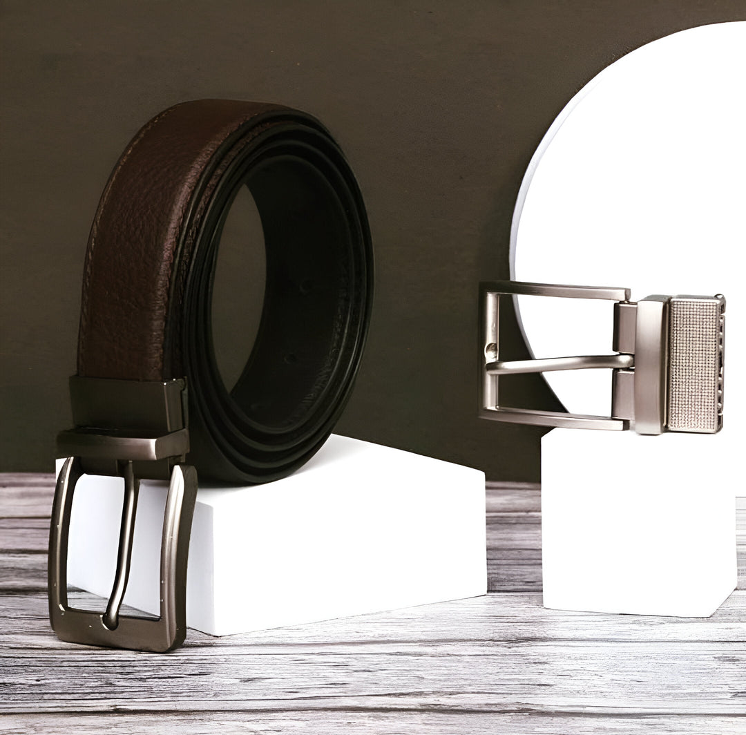 Zahraas Reversible Leather Belt - Black and Brown - Studio by TCS