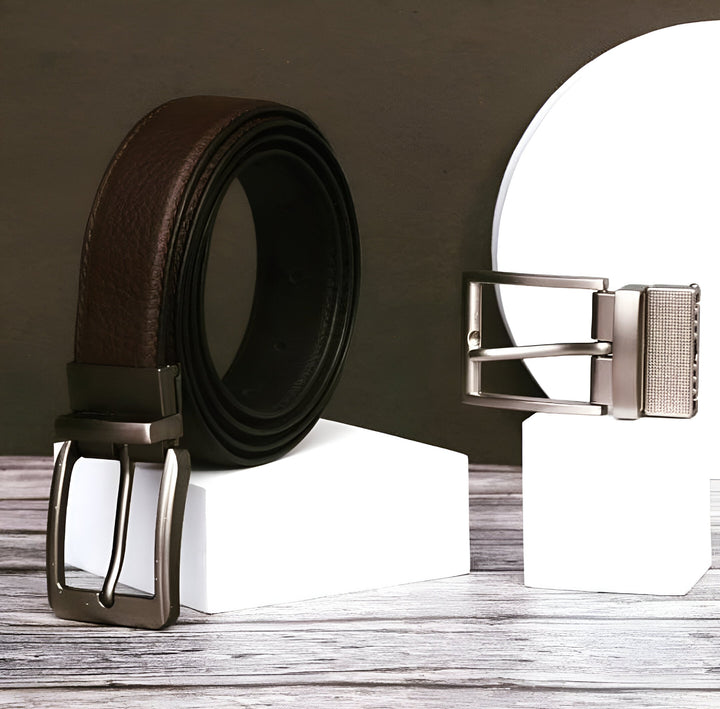 Zahraas Reversible Leather Belt - Black and Brown - Studio by TCS