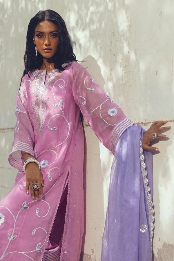 Sanam Chaudhri - Zahri Cotton Net Suit For Women - Orchid Pink - 3 Piece