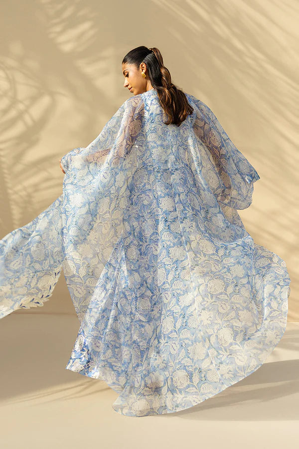 Sania Maskatiya - Zaina - Charmeuse , Organza , Charmeuse  - Azure - 3 Piece