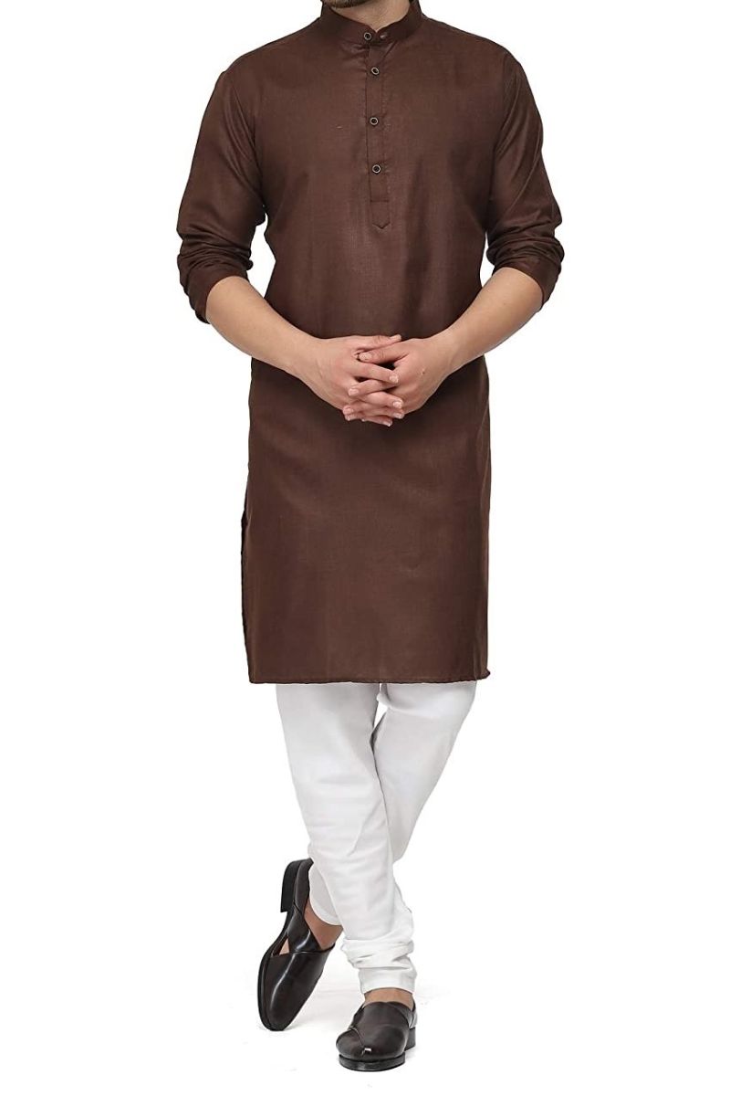 Zarar - Brown Kurta with Pajama (Wash n Wear) - Unstitch - 2 Piece