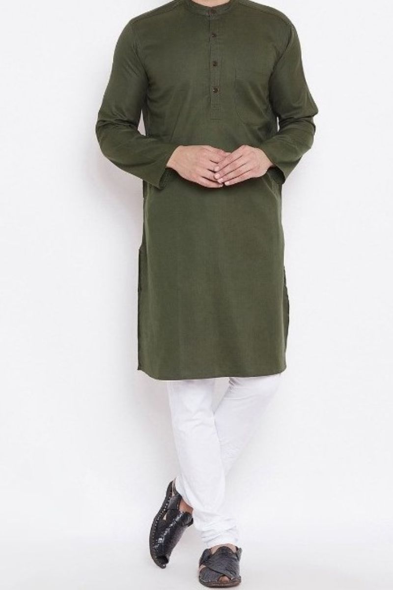 Zarar - Green Kurta with Pajama (Wash n Wear) - Unstitch - 2 Piece