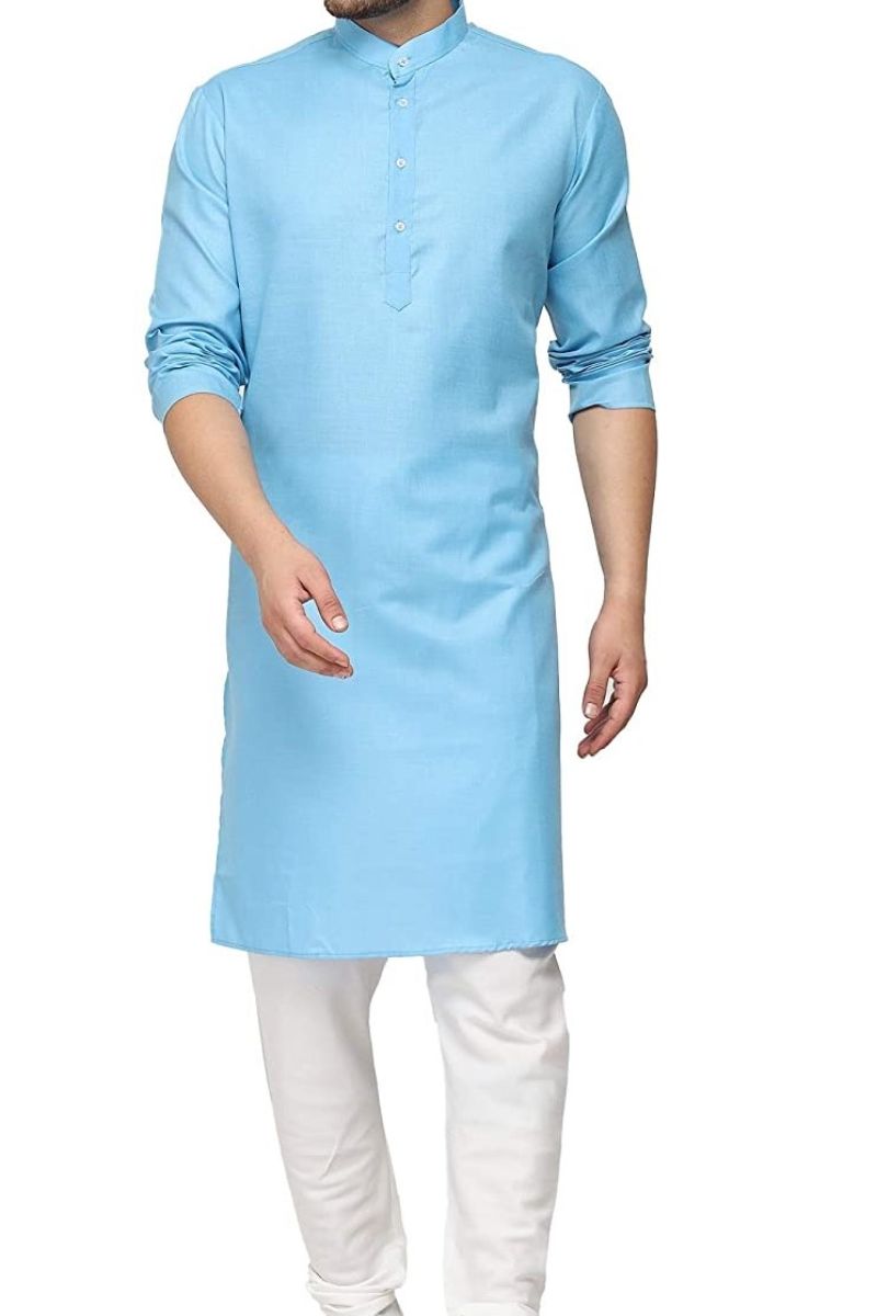 Zarar - Sky Blue Kurta Pajama (Wash n Wear) - Unstitch - 2 Piece