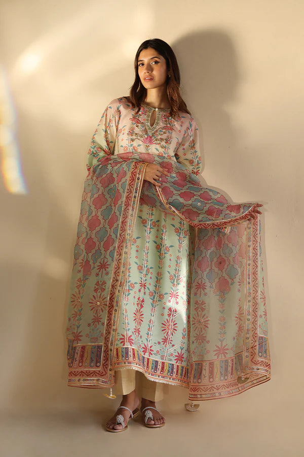 Sania Maskatiya - Zayen - Khaddi Silk / Raw Silk / Organza - Ombre - 3 Piece