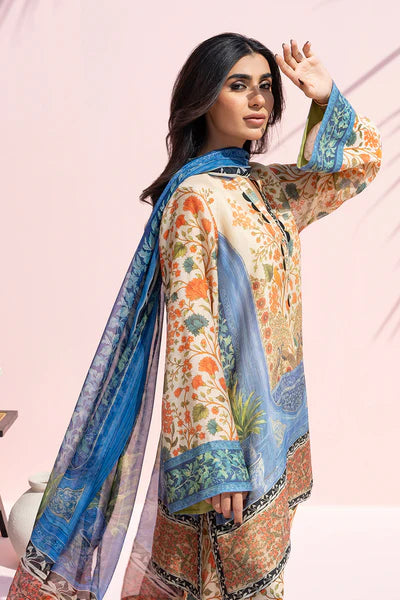 Sania Maskatiya - Zoa Cotton Net & Khaddi Silk Suit For Women - Sand - 3 Piece