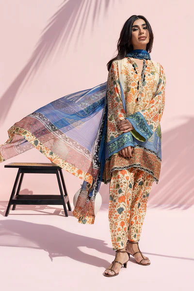 Sania Maskatiya - Zoa Cotton Net & Khaddi Silk Suit For Women - Sand - 3 Piece