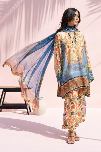 Sania Maskatiya - Zoa Cotton Net & Khaddi Silk Suit For Women - Sand - 3 Piece