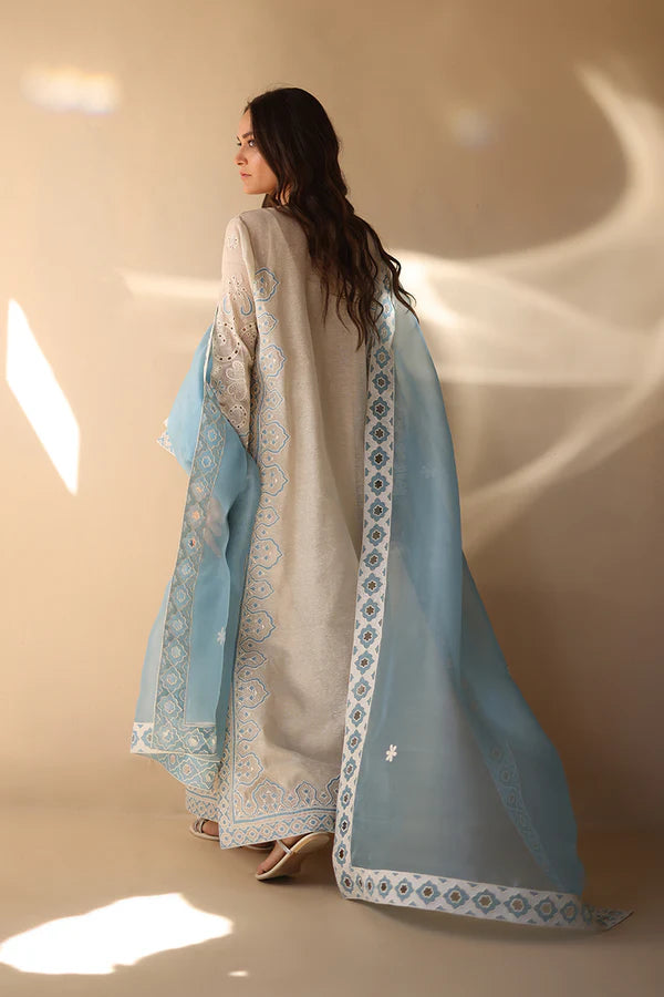 Sania Maskatiya - Zyne - Khaddi Corduroy / Raw Silk / Organza - Ivory - 3 Piece