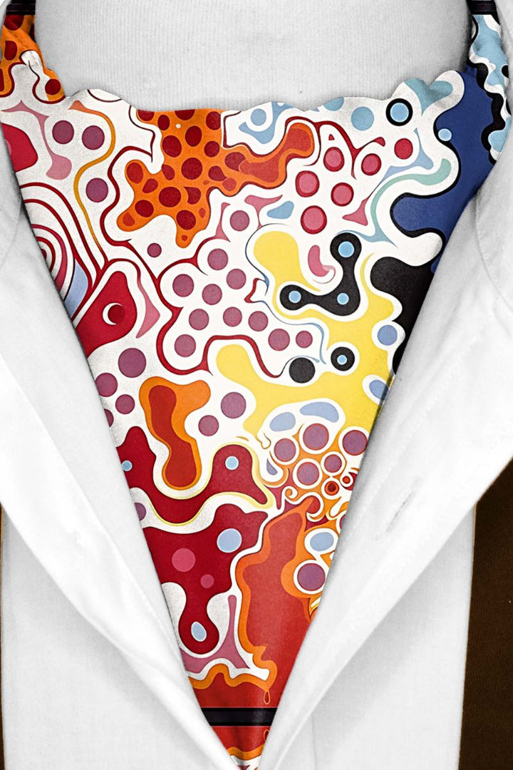 Black Wolf - ABSTRACT KEYNOTE SILK ASCOT - White - 1 Piece